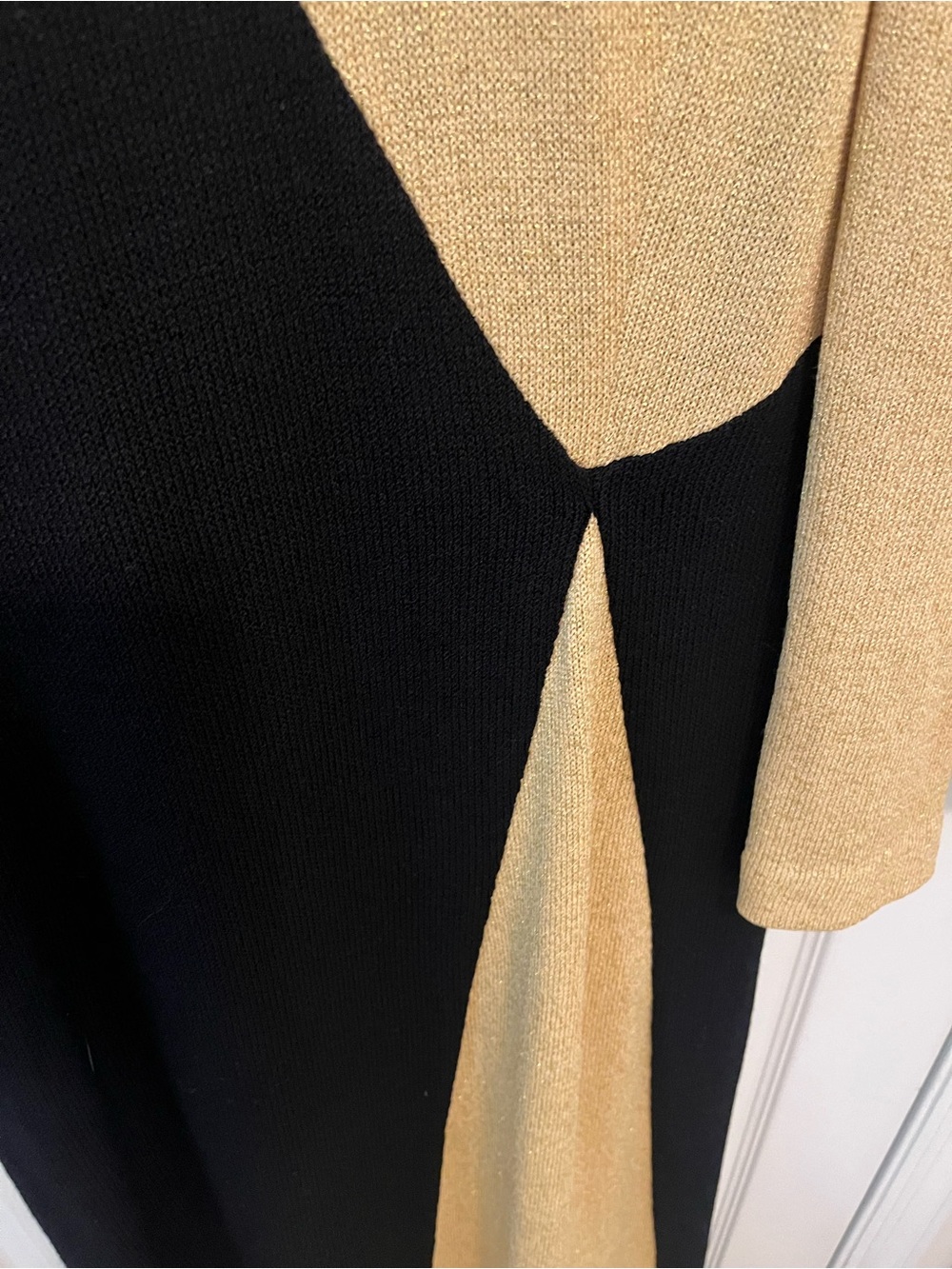 St. John Evening by Marie Gray Vintage Black & Gold Metallic Knit Maxi Dress - Picture 16 of 16